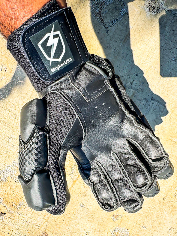 StrykerUSA Black Premium Quality Lightweight Hard Ball Cricket Batting Gloves