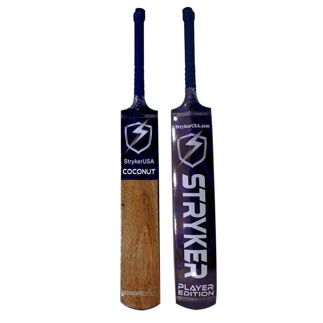 StrykerUSA Player Edition Coconut Wood Cricket Tape Ball Bat - Blue