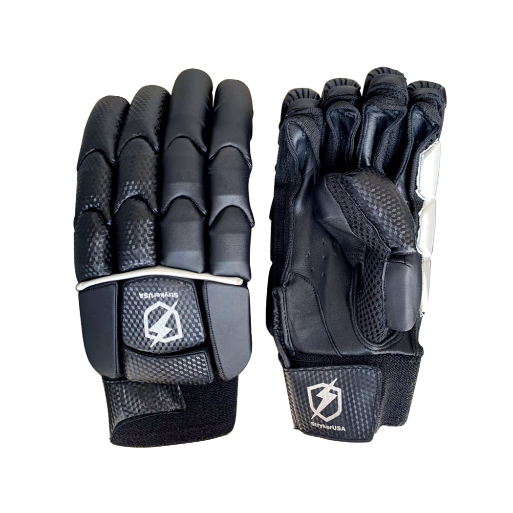 StrykerUSA Black Premium Quality Lightweight Hard Ball Cricket Batting Gloves