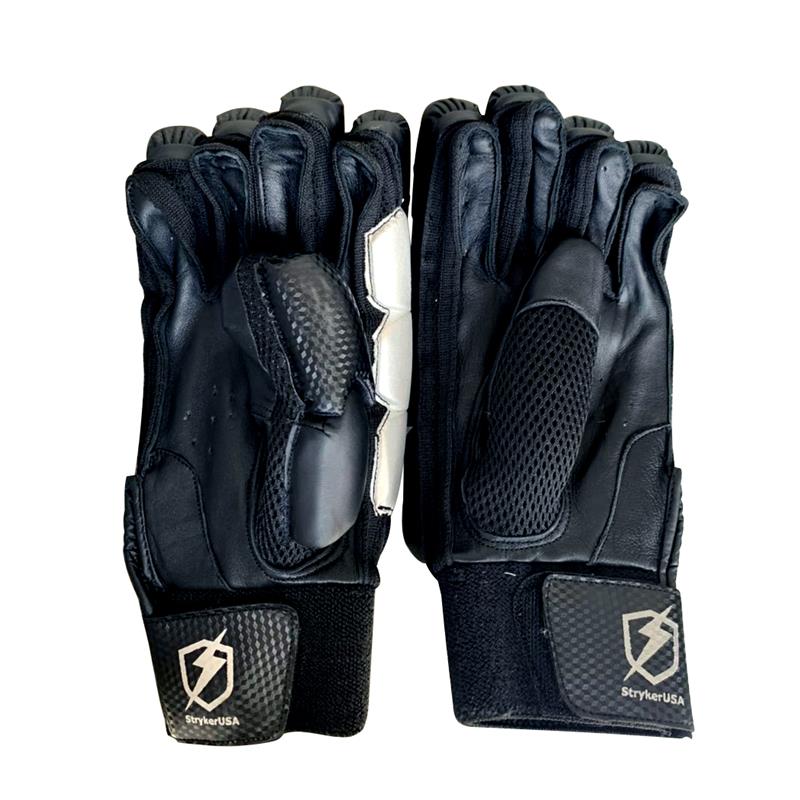StrykerUSA Black Premium Quality Lightweight Hard Ball Cricket Batting Gloves