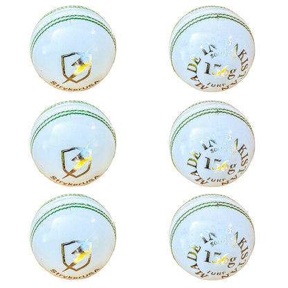 6pcs StrykerUSA Premium Quality Leather Cricket Ball White Color Green Seam 156g
