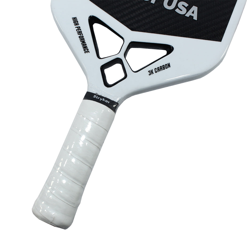 StrykerUSA White Color 3K Carbon Fiber Pickleball Paddle 18mm Racket