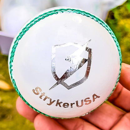 StrykerUSA Premium Quality Leather Cricket Ball, 6 Pieces, White Color, Green, Handmade, League Ball