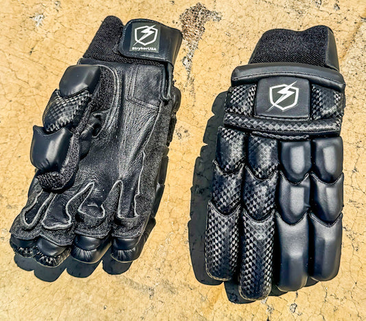 StrykerUSA Black Premium Quality Lightweight Hard Ball Cricket Batting Gloves