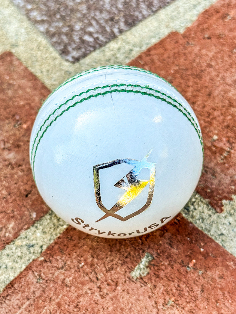 6pcs StrykerUSA Premium Quality Leather Cricket Ball White Color Green Seam 156g